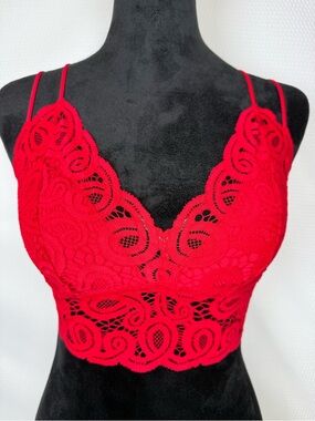 PINK Victoria’s Secret Red Lace Longline Bralette Size S/P
